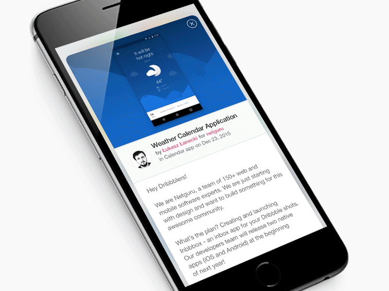 Inbbbox Shot Details Modal animation gif inbbbox interaction interface ios iphone 6 netguru transition ui ux