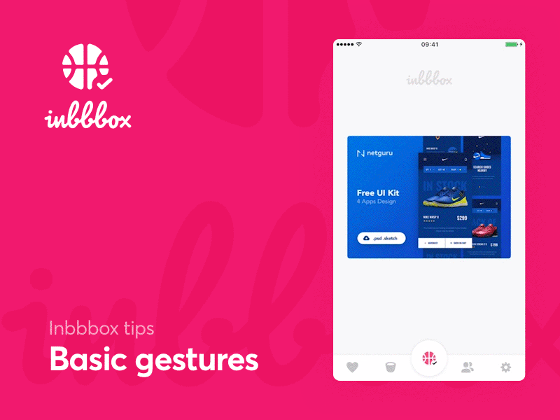 Inbbbox for Dribbble - basic gestures app apple client dribbble inbbbox ios netguru open source