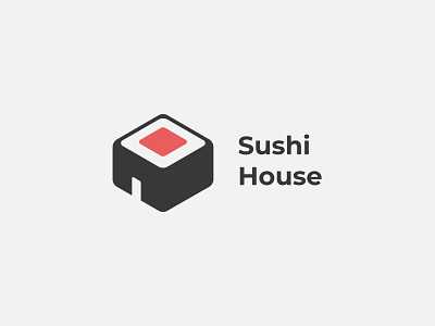 Sushi House logo bar brand branding building fish house logo logotype maki minimal minimalism nigiri restaurant roll simple sushi