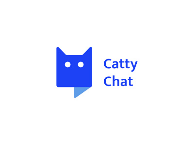 Catty Chat logo animal bot cat catty chat chat app chatbot clever creative design logo message minimal pet robot simple speak talk