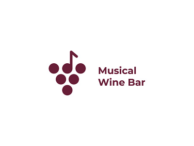 Musical Wine Bar logo bar brand branding clean design dine elegant grape mark minimal minimalist modern music musical restaurant typography vinery wine