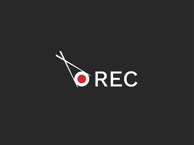 Record Sushi logo bar brand branding chopsticks design fish logo logotype mark minimal minimalism record recording red restaurant roll simple sushi video