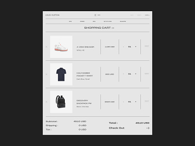 Louis Vuitton add to bag add to cart app design behance brand clean ui design e commerce fashion interaction interface louis vuitton minimal minimalism online store product page shopping cart ui ux website