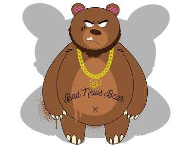 Bad News Bear adobe illustrator bear digital illustration gold chain illustration tough vector