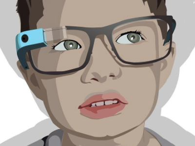 Boy Wearing Google Glass child glass googleglass illustration portrait vector vector portrait