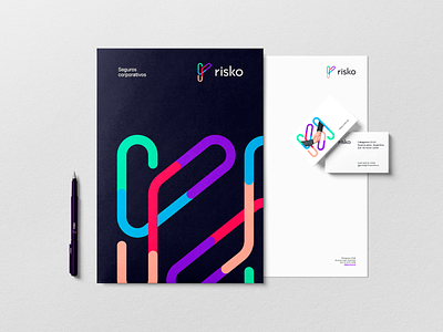 Risko app brand branding bussiness card design fintech geometric identity insurance logo logotype symbol tech trademark vector