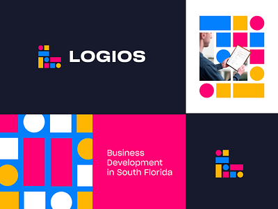 Logios® brand branding extended geometric logo logotype miami modernism south florida symbol trademark