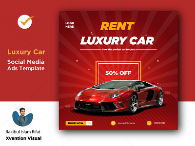 Luxury Car Social Media Template Design branding car car template celebration covid 19 design graphic design illustration red sketch social template templates ui vector xvention visual