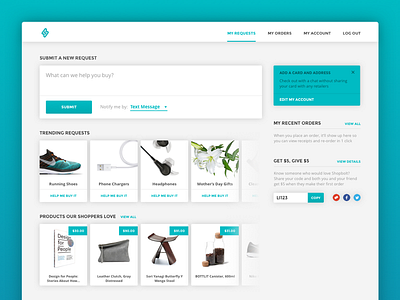 Shopbolt Portal (Work in Progress) chat commerce dashboard interface portal products shopbolt shopping ui ux