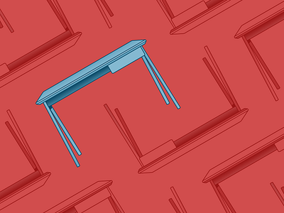 Red Desk blue desk furniture icon illustration red