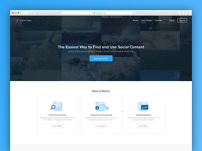 Capture.com Homepage capture homepage icons landing marketing media photos social videos