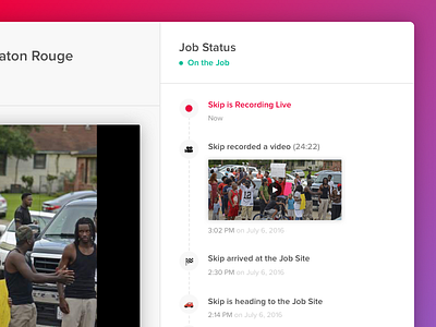 Job Status Bar b2b interface job live progress status tool ui ux video web