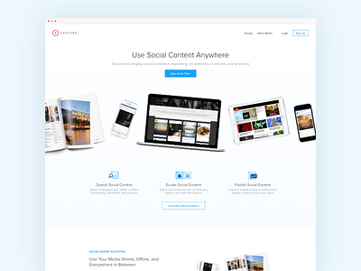 Capture Homepage Concept b2b devices homepage landing marketing minimal page social ui ux