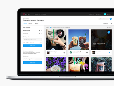 Capture Social Feed b2b dashboard instagram interface saas social tool twitter ui ux web