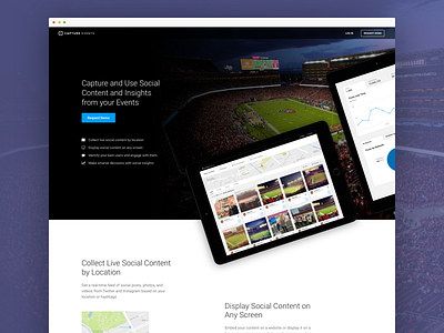 Capture Events Homepage b2b homepage landing marketing social sports ui ux web