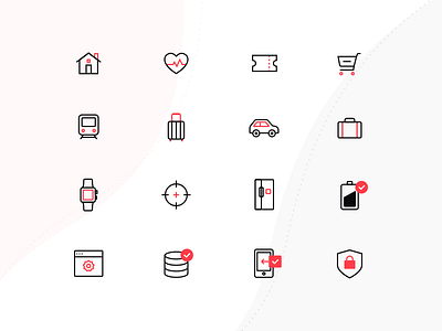 Black and Red Line Icons