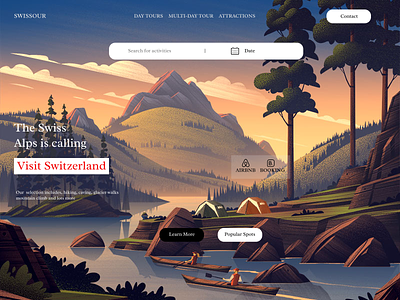swiss bookings design guide illustrations travel agency travelling ui design