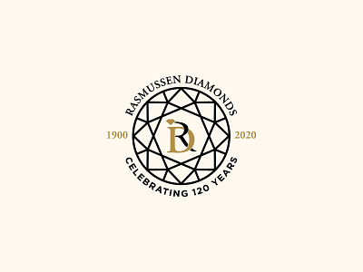 Rasmussen Anniversary Logo anniversary anniversary logo black brand branding diamonds gold logo logo design ring years