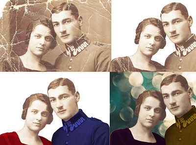 Recover old damaged image colorize enhancement image editing photoshop restoration