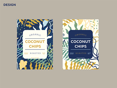 Coconut Chips Package design coconut chips food food packaging food packaging design illustration organic package mockup packagedesign pattern pattern design product mock up tropical pattern