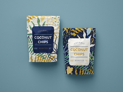 Coconut Chips Packaging coconut chips food food packaging food packaging design illustration organic package mockup pattern product mock up tropical pattern