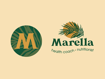 Marella australian brand brand branding branding concept branding design health health coach illustration logo nutritionist palm primary logo secondary logo small business logo sticker tropical design tropical logo