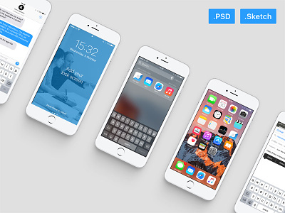 iOS 10 GUI PSD/Sketch button download gui ios iphone messages mockup psd resource sketch ui