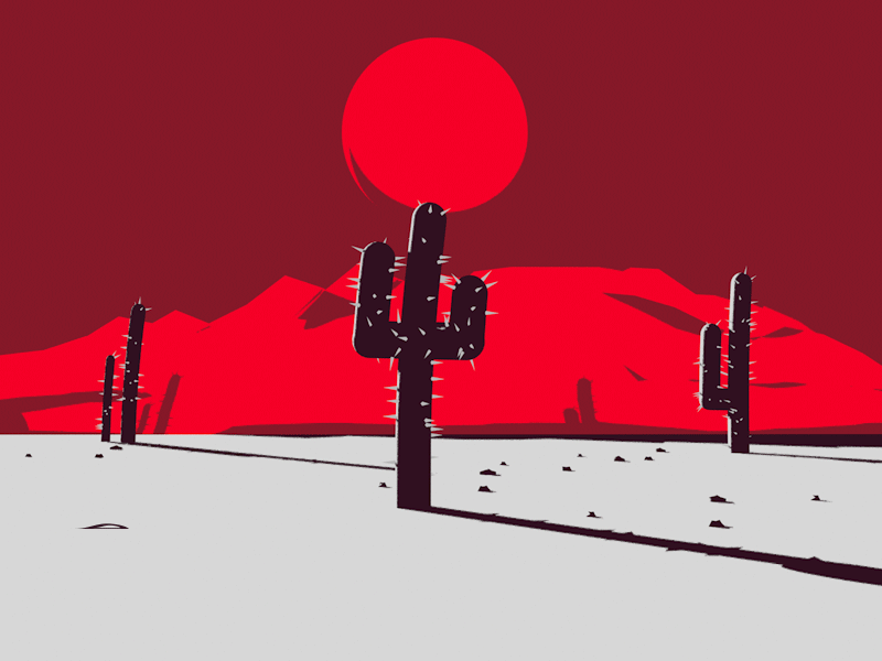 Windy 2d 3d after effects animation cactus desert gif loop motion graphics