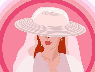 girl with hat bride cute design dress flat girl girl character girl illustration girl portrait hat illustration lips pink redhead redlips vector