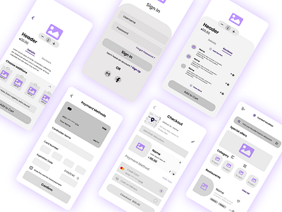 Food Delivery Wireframe ui