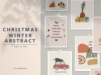 Christmas Winter Abstract Elements abstract branding christmas christmas card cute cute art cute illustration december design elements flat greeting card icon illustration logo merry merry christmas vector winter