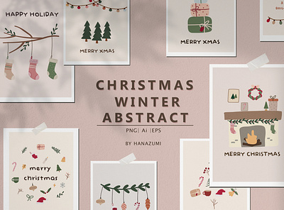 Christmas Winter Cute Abstract Elements abstract branding christmas christmas card cute cute art cute illustration december design elements flat greetingcard illustrations merry merry christmas winter