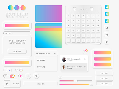 SOFT UI KIT - Neumorphic branding bright colorful colorful design gradient icon neumorphic neumorphism rainbow soft ui ui uikit uiux white