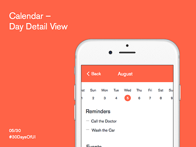 Calendar - Day Detail View 30daysof 30daysofui calendar challenge day detail event reminder sketch ui