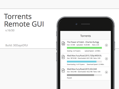 Torrent Remote GUI 30daysof 30daysofui client remote sketch torrents ui