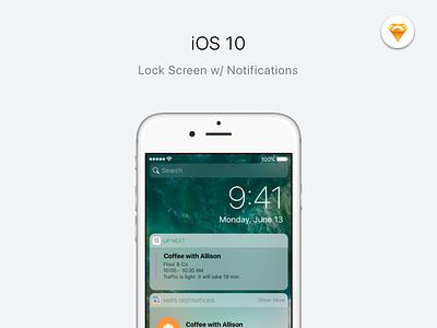 iOS 10 Lock Screen ios ios10 mockup sketch template ui