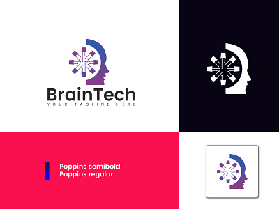 Creative Brain Tech IT logo design brain tech logo business logo clean logo combination logo creative logo design flat logo it logo logo logo design logotype pictorial mark unique logo