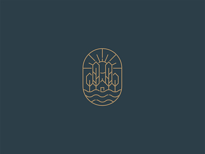 Cottage village — Logo design brand cottage home house logo logobrand logodesign logolove logomark logotype mark nature river sun symbol trees village vintage water wood