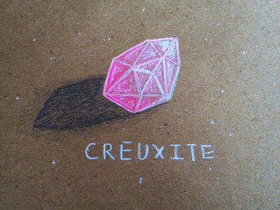 Creuxite colored pencil hand drawn illustration minerals prismacolor sci fi