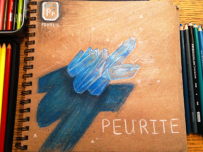 Peurite colored pencil hand drawn illustration minerals prismacolor sci fi
