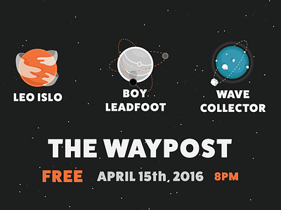Wave Collector, Boy Leadfoot, LEO ISLO – Show Poster boy leadfoot illustrator leo islo pdx planets portland sci-fi the waypost vector wave collector