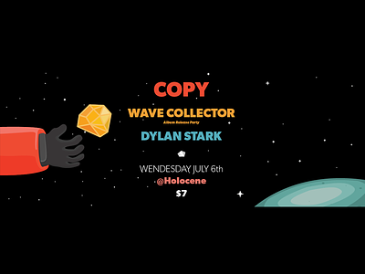 Wave Collector release show poster copy dylan stark electronic music holocene illustrator portland or sci fi space vector wave collector