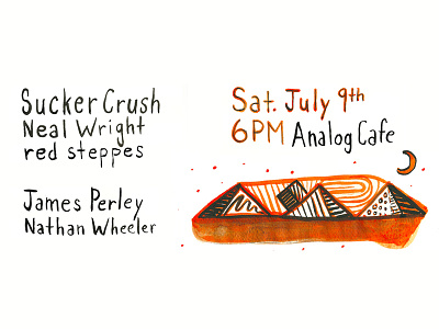 Show Poster for Sucker Crush @ Analog Cafe abstract brush hand drawn illustration ink music portland or pyramids show poster