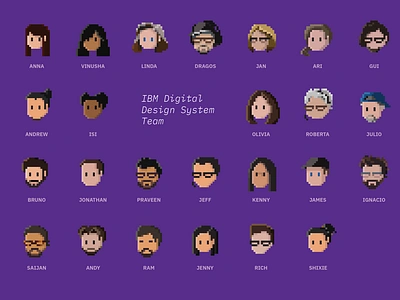 IBM Digital Design System Team 8 bit 8bit avatar character design face icon people pixel portrait