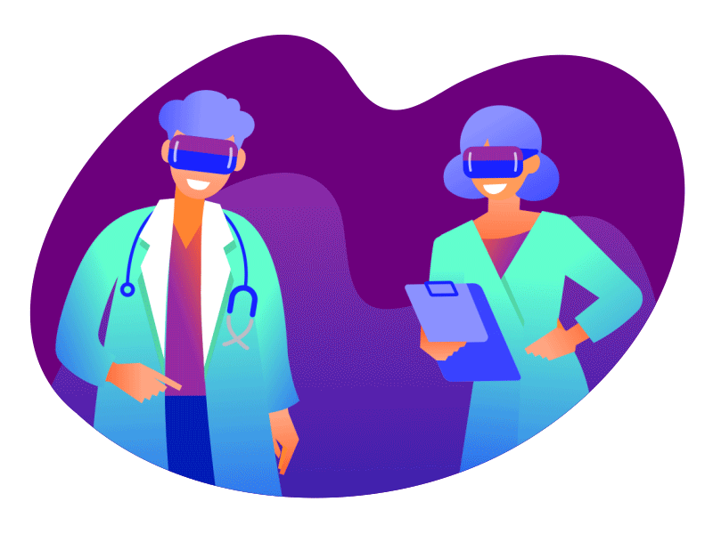 Virtual Reality in Healthcare & Medical Training after effects animation 2d animation design augmented reality education flat illustration gif animation healthcare illustration json lottie animation lottiefiles medical design medical training motion design motion graphics svg animation vector illustration virtual reality