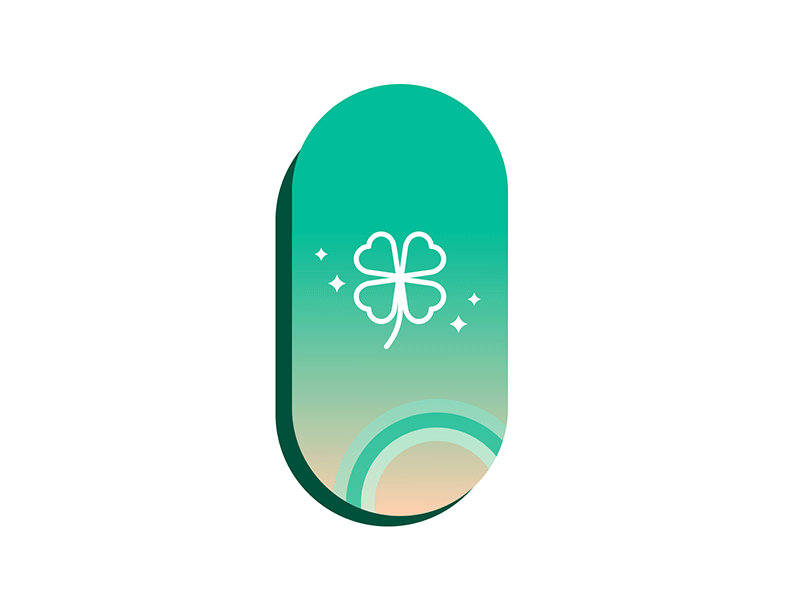 Four-Leaf Clover Good Luck Animation 2d animation clover clover icon clover symbol four leaf gif animation good luck gradient design icon design irish lottie animation mobile design mobile ui motion design motion graphics rainbow st patricks day ui design widget