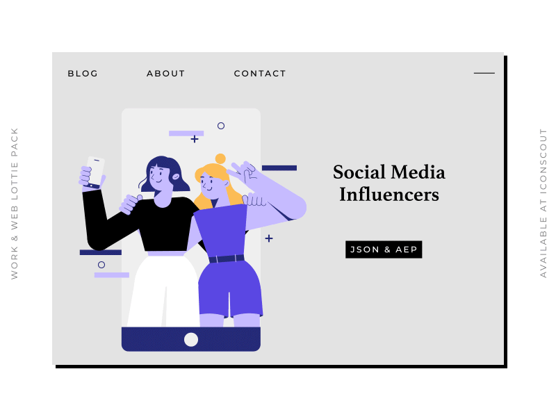 Influencers 2d animation character animation content creators flat animation influencer marketing influencers landing page design live streaming lottie animation social media social media marketing svg animation ui vloggers