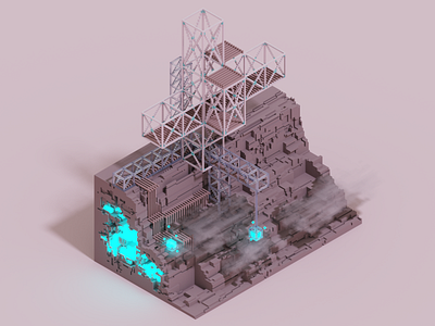 Folly 3 3d architecture 3d design 3d voxel game art game design isometric architecture isometric design isometric voxel magicavoxel mining industry nft nft art pixel art voxel voxel architecture voxel art voxel mining