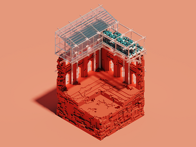 Folly 4 3d architecture 3d pixel isometric 3d isometric voxel magicavoxel metaverse nft nft art pixel art voxel voxel architecture voxel art