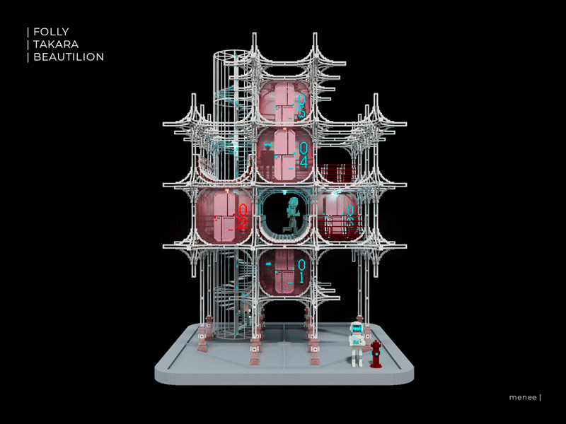 Folly Takara Beautilion | 360° 3d architecture 3d isometric 3d voxel conceptual building isometric voxel magica voxel metarchitect metarchitecture metaverse metaverse architecture modular architecture nft nft art space architecture space home space structure space voxel voxel architecture voxel art voxel concept